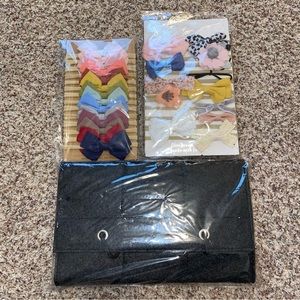 Baby headbands bows and bow storage